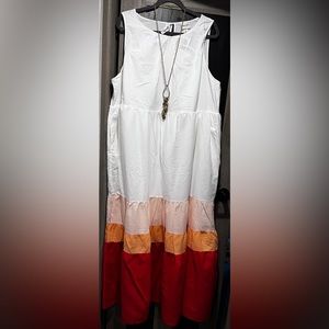SOFT BEAUTIFUL AVA & VIV summer dress and feather necklace bundle